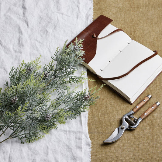 Frosted Pine Tall Stem With Pinecones - Eudemonia Home Goods