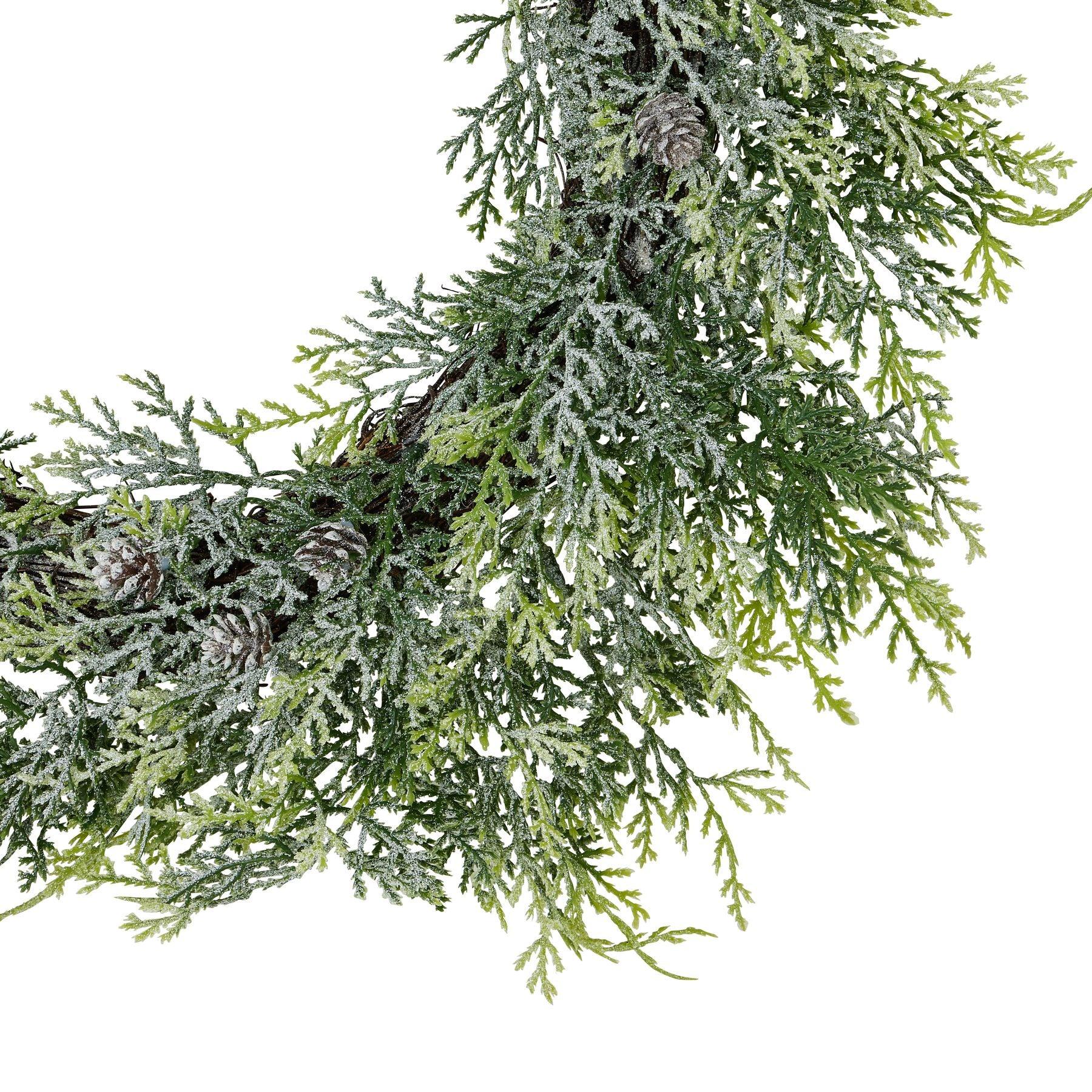 Frosted Pine Wreath With Pinecones - Eudemonia Home Goods