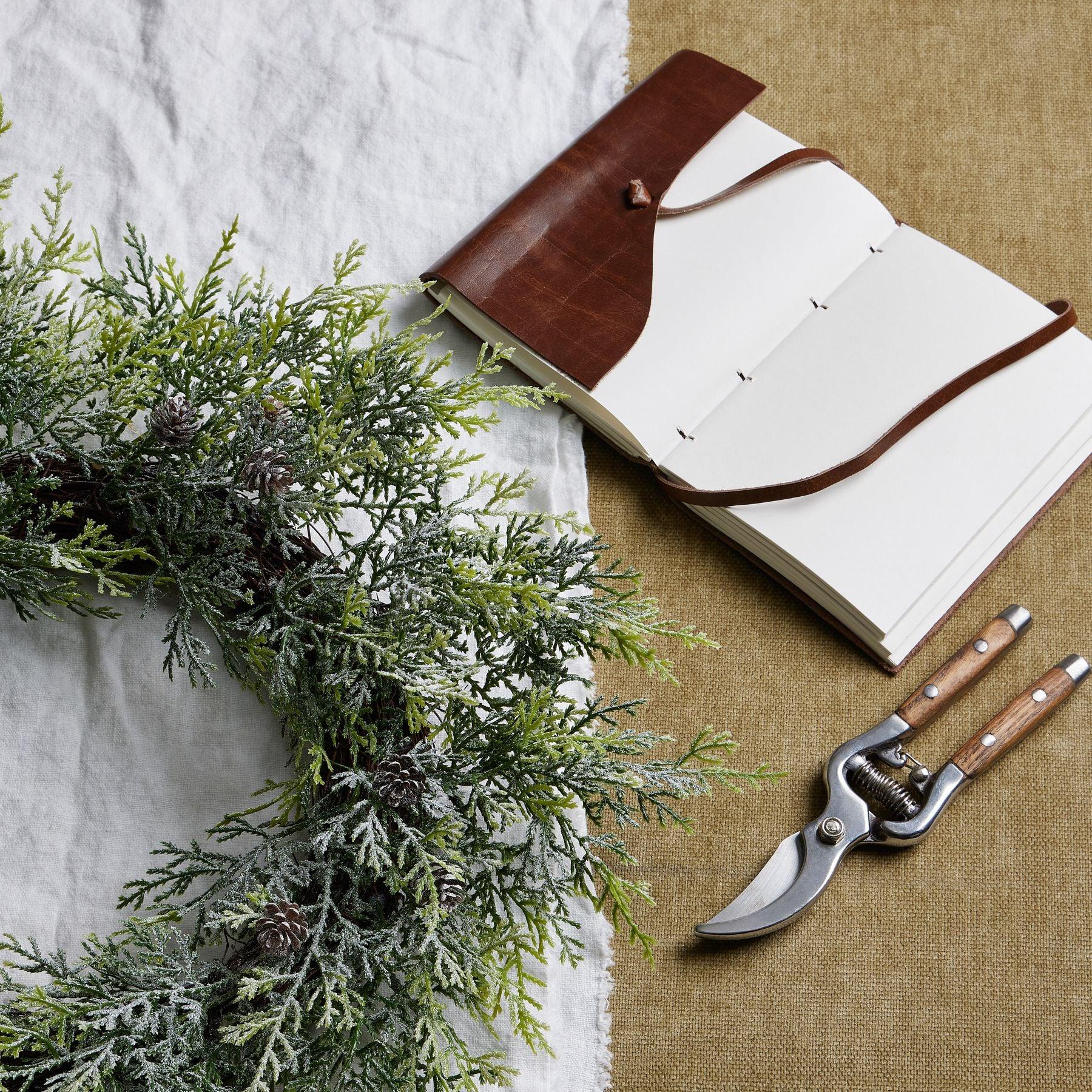 Frosted Pine Wreath With Pinecones - Eudemonia Home Goods