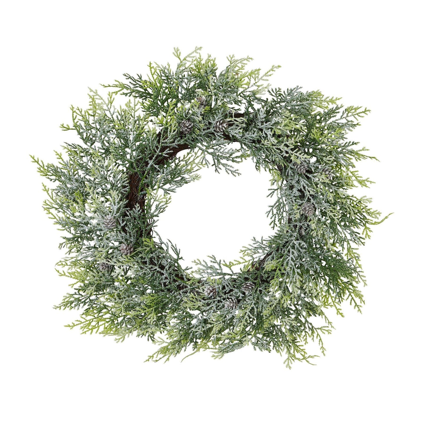 Frosted Pine Wreath With Pinecones - Eudemonia Home Goods