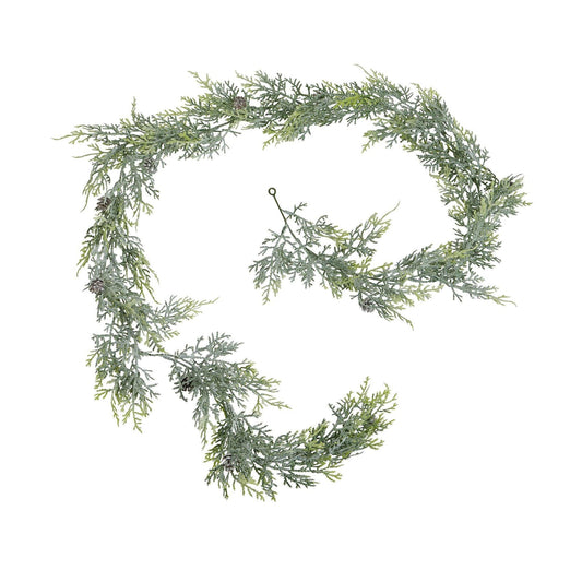 Frosted Pine Garland With Pinecones - Eudemonia Home Goods