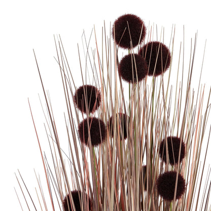 Large Burgundy Pompom Alliums In Black Pot - Eudemonia Home Goods