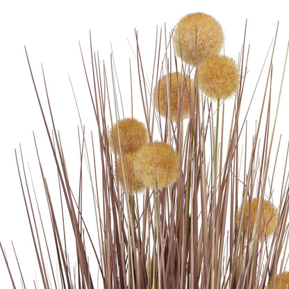 Large Coffee Pompom Alliums In Black Pot - Eudemonia Home Goods