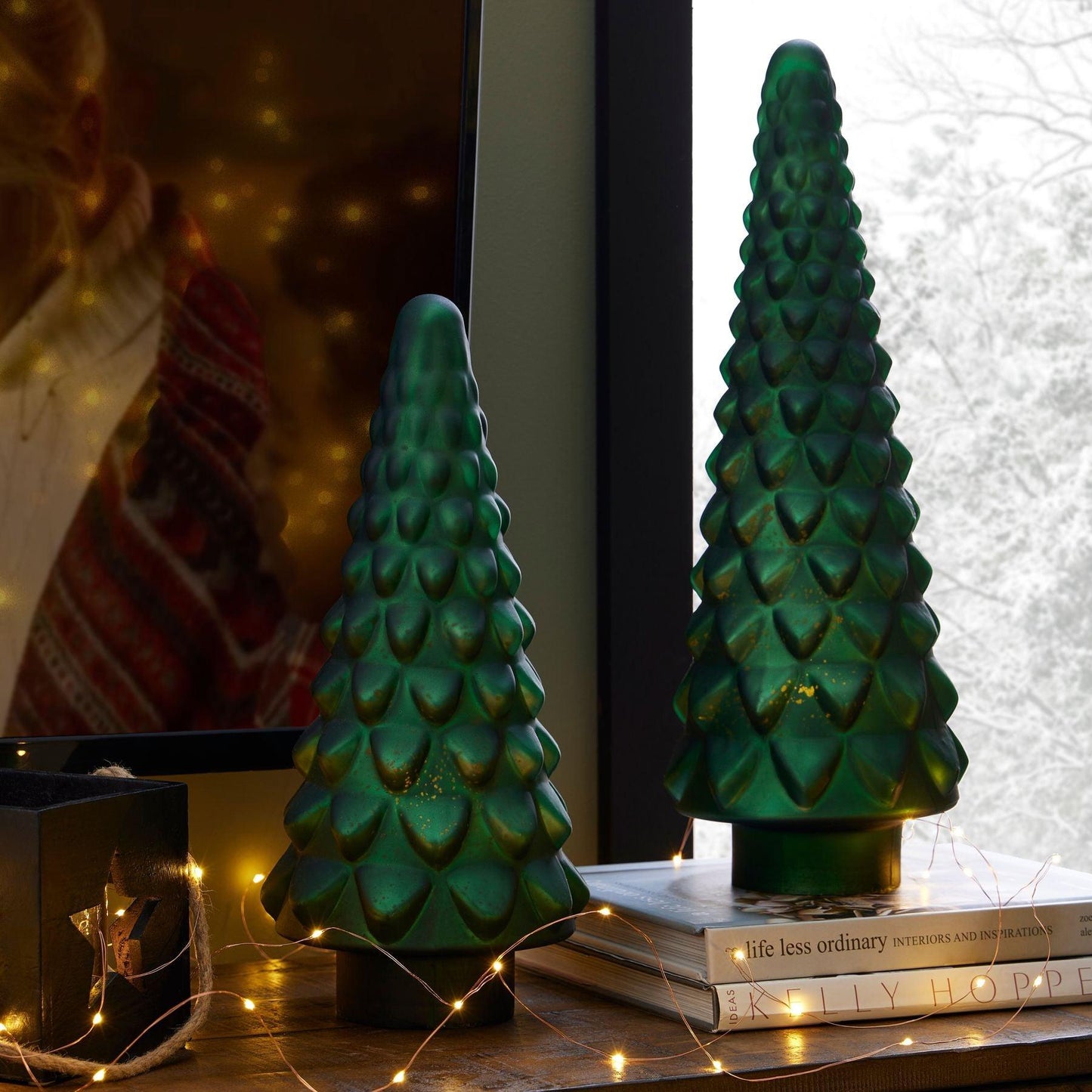 Noel Collection Large Forest Green Glass Decorative Tree - Eudemonia Home Goods