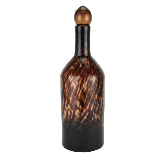 Amber Dapple Tall Bottle With Stopper - Eudemonia Home Goods