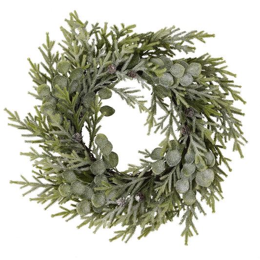 Frosted Pine And Eucalyptus Wreath - Eudemonia Home Goods