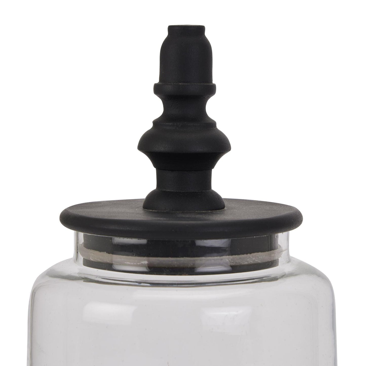 Black Finial Tall Glass Canister - Eudemonia Home Goods