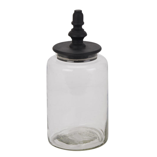 Black Finial Tall Glass Canister - Eudemonia Home Goods