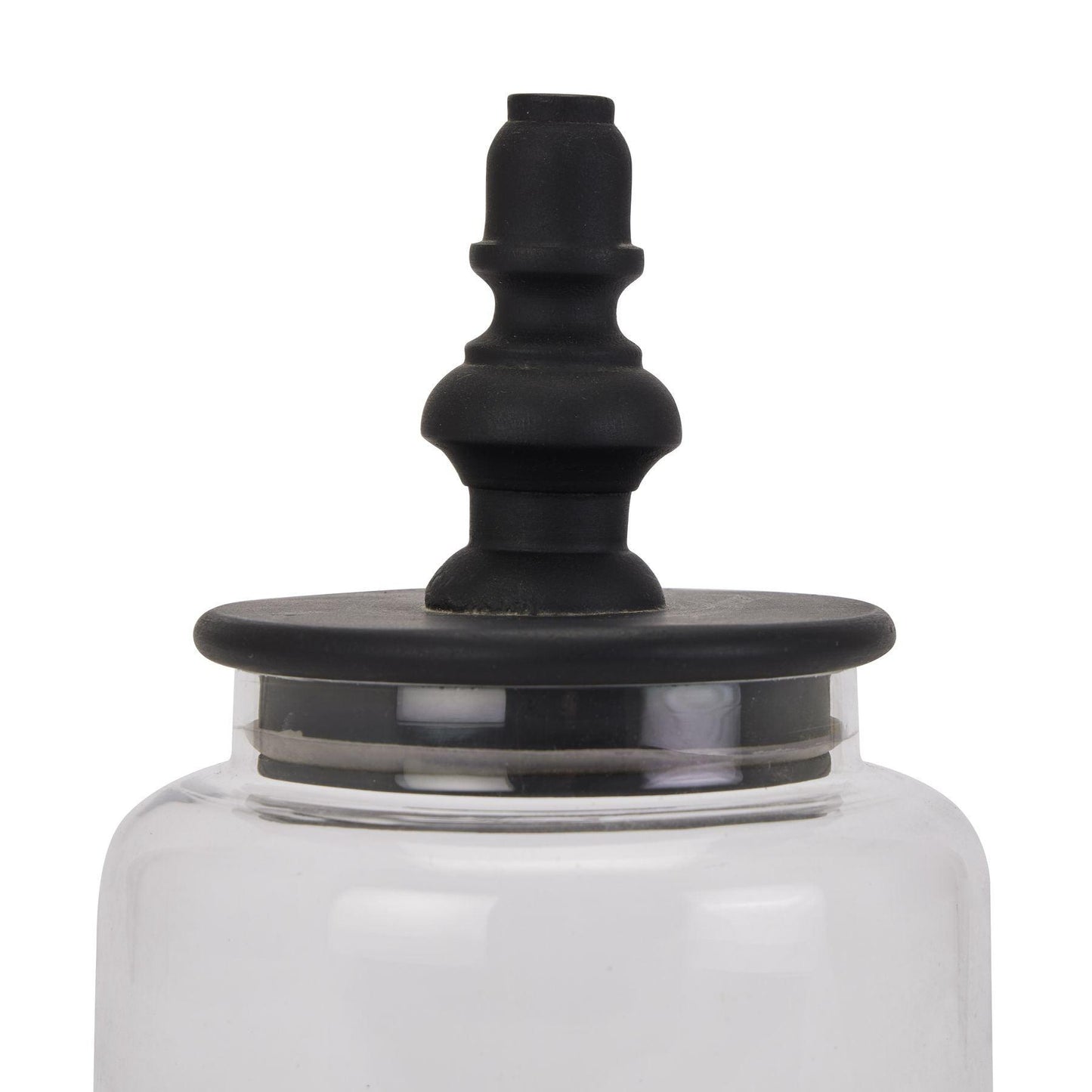 Black Finial Glass Canister - Eudemonia Home Goods