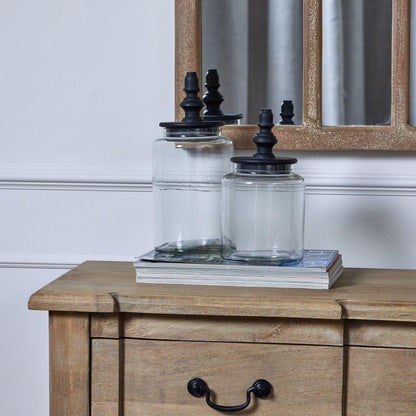 Black Finial Glass Canister - Eudemonia Home Goods