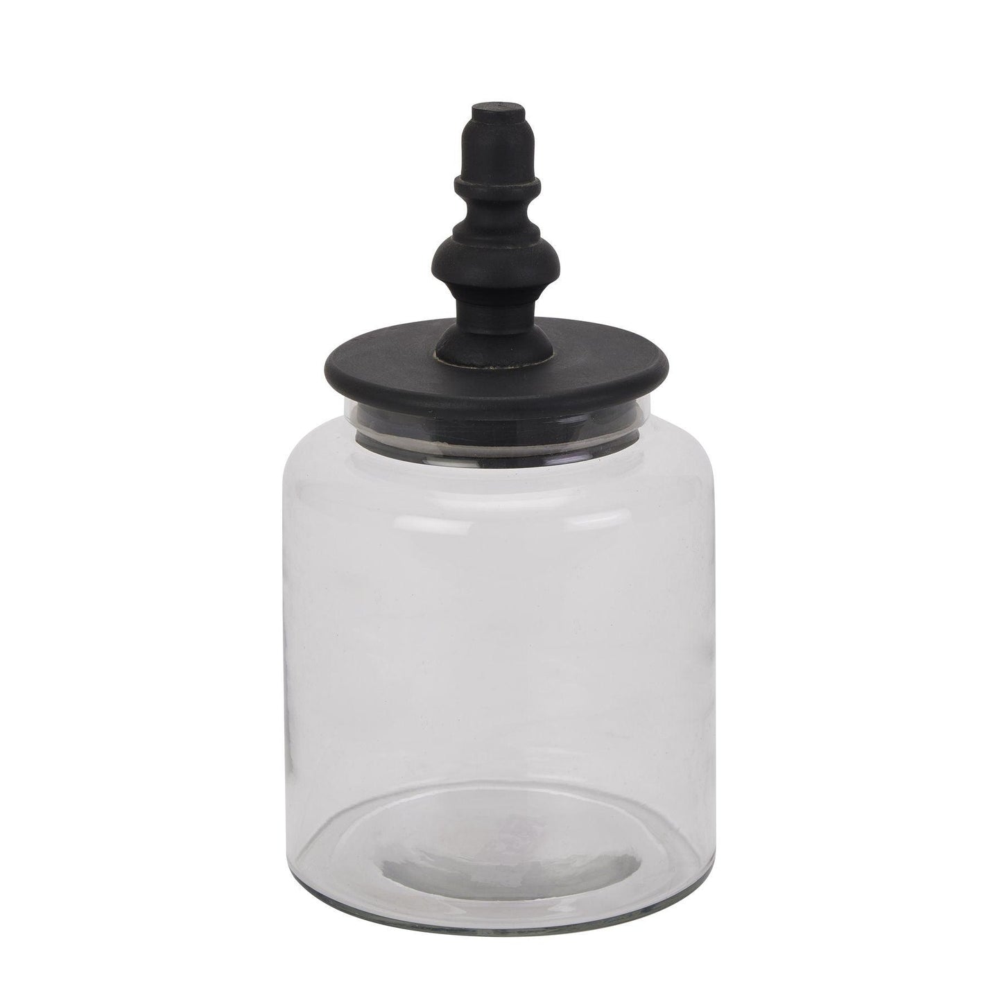 Black Finial Glass Canister - Eudemonia Home Goods