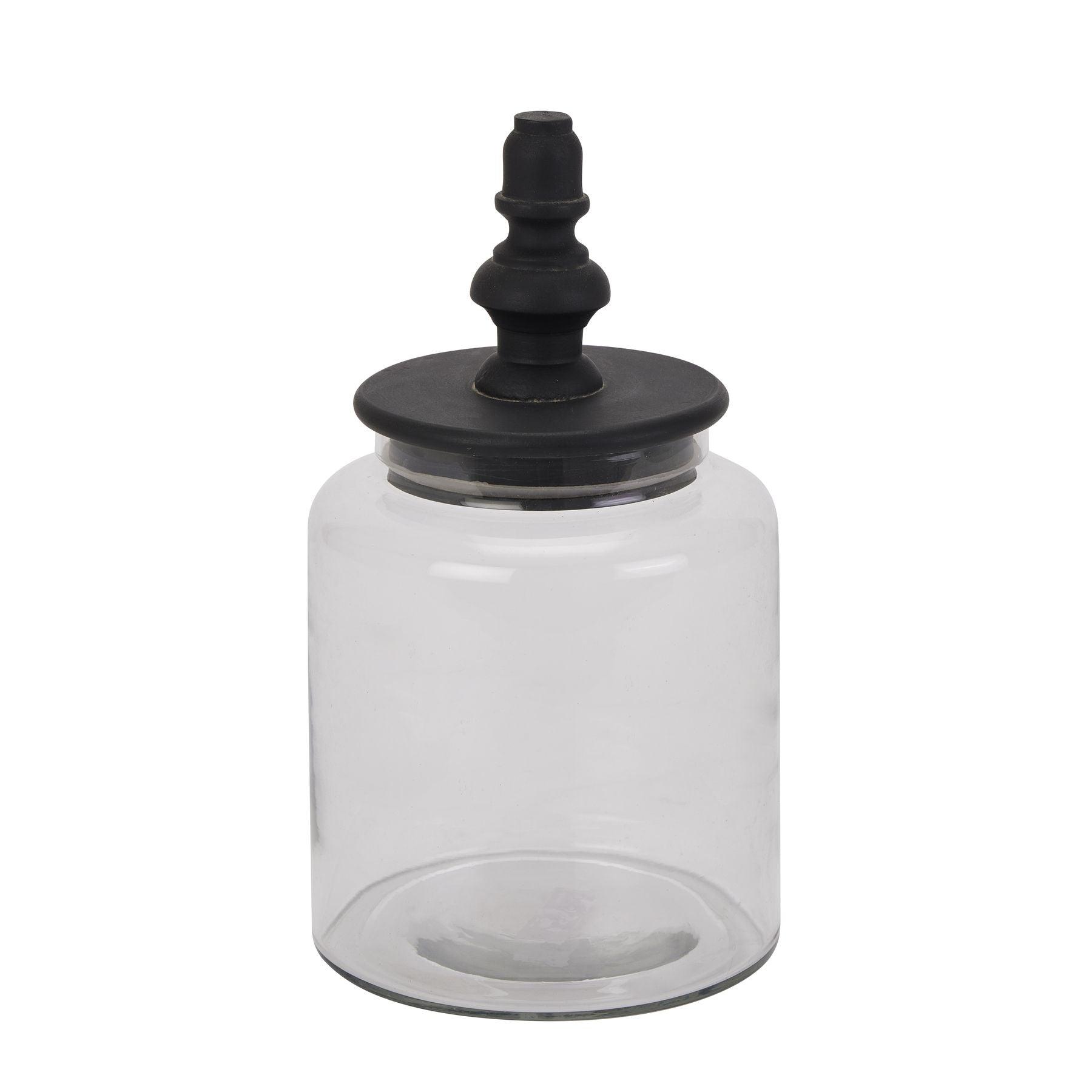 Black Finial Glass Canister - Eudemonia Home Goods