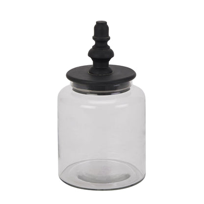 Black Finial Glass Canister - Eudemonia Home Goods
