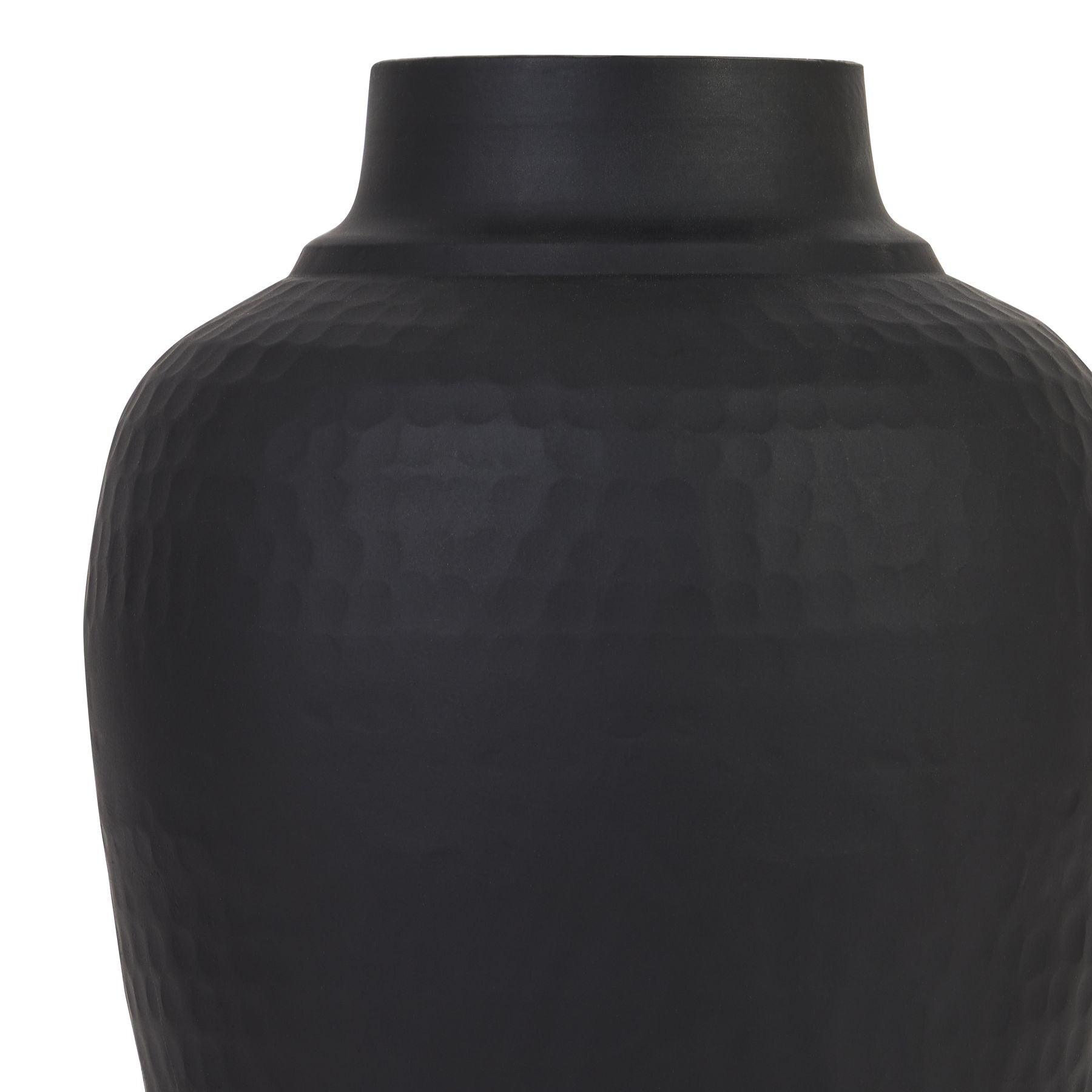 Matt Black Hammered Vase With Lid - Eudemonia Home Goods