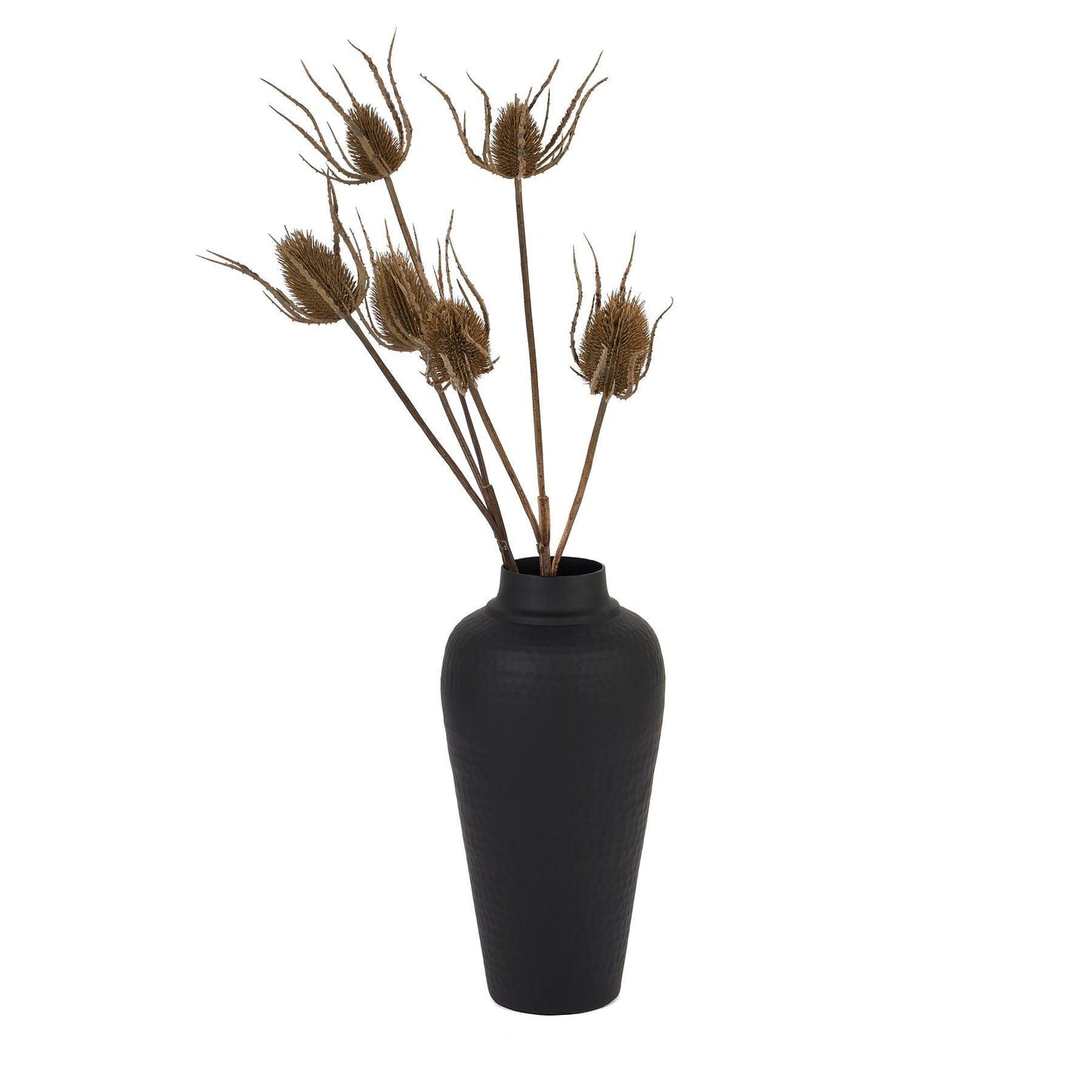 Matt Black Hammered Vase With Lid - Eudemonia Home Goods