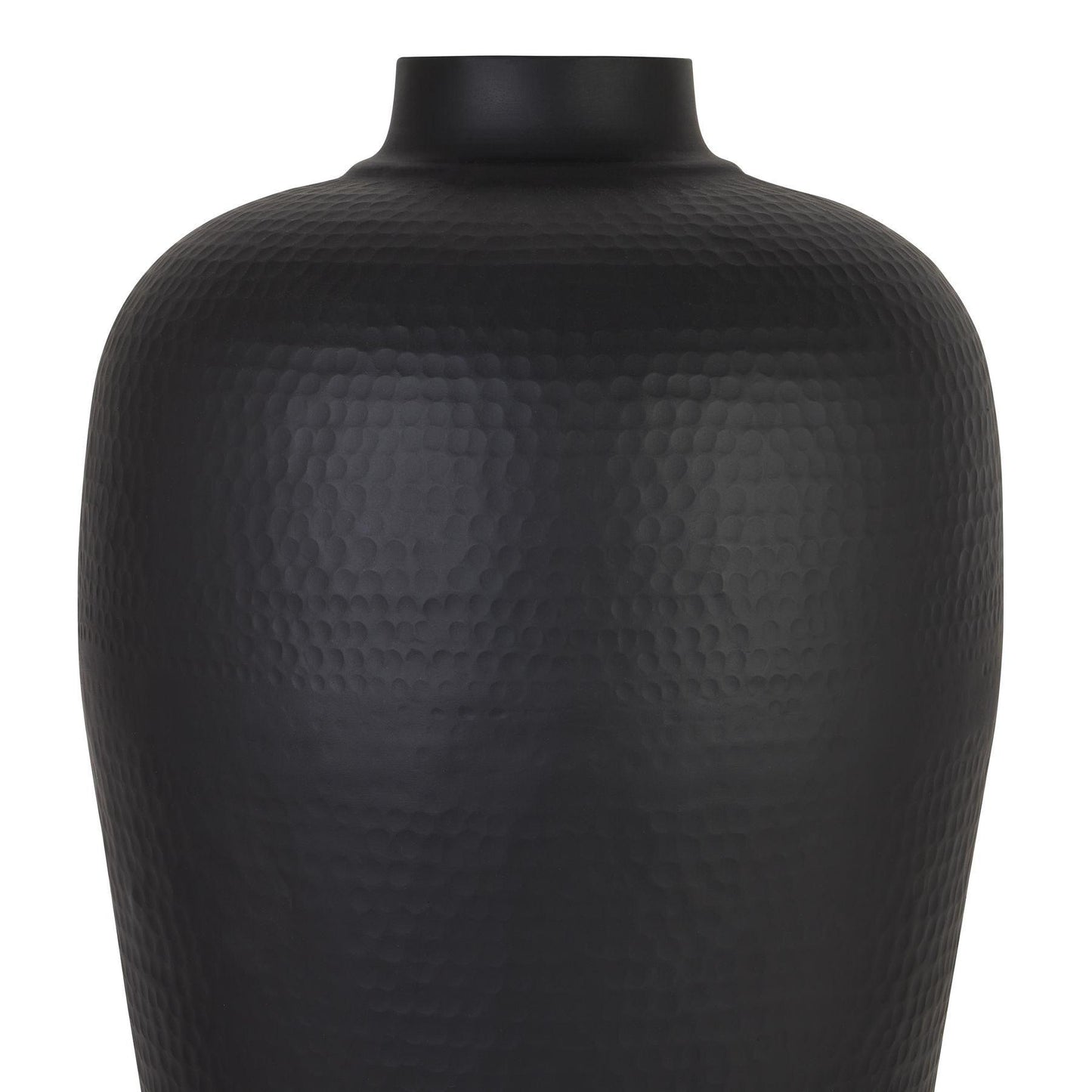 Matt Black Medium Hammered Vase Without Lid - Eudemonia Home Goods