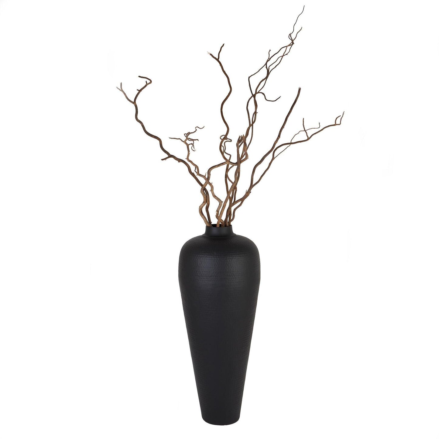 Matt Black Medium Hammered Vase Without Lid - Eudemonia Home Goods