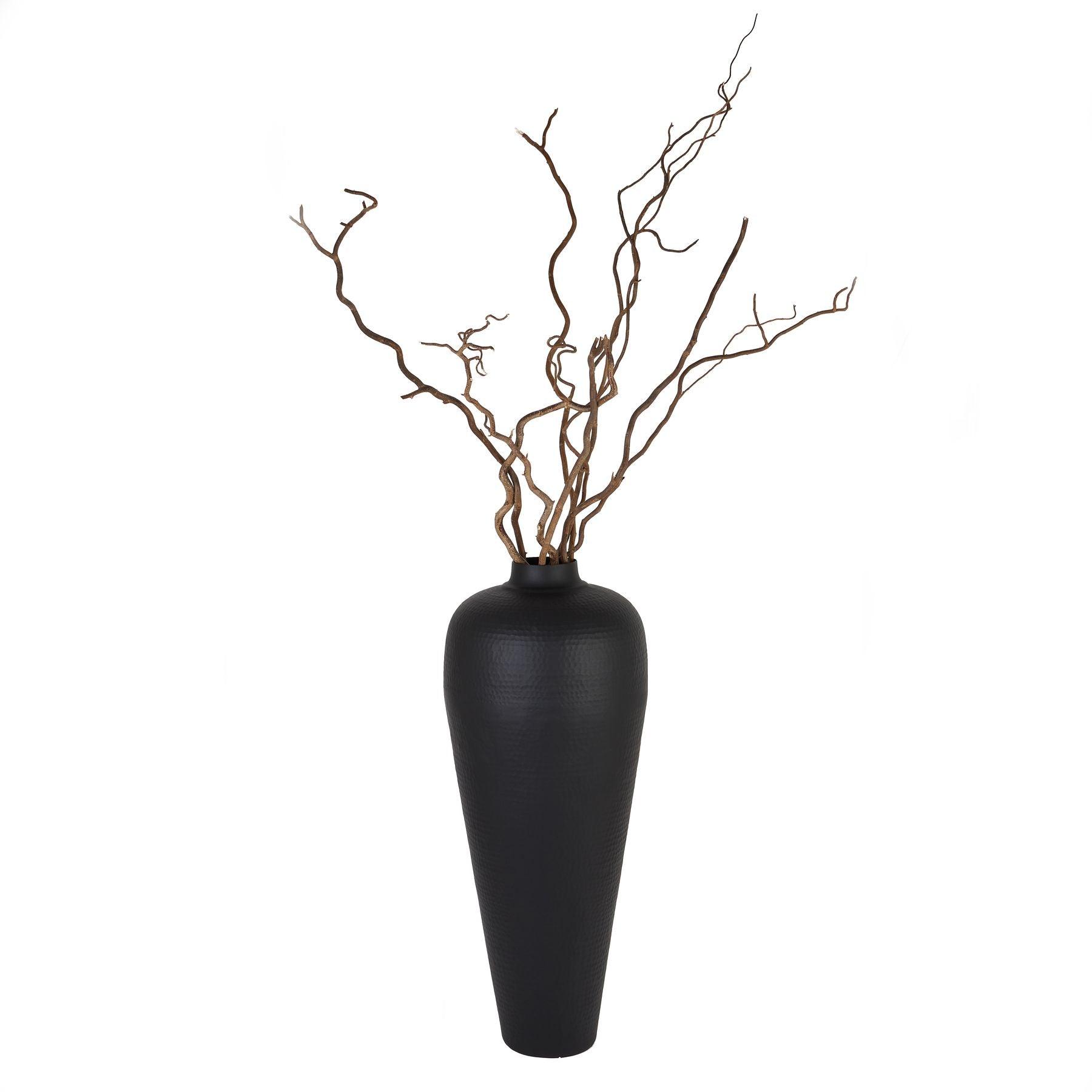 Matt Black Medium Hammered Vase Without Lid - Eudemonia Home Goods