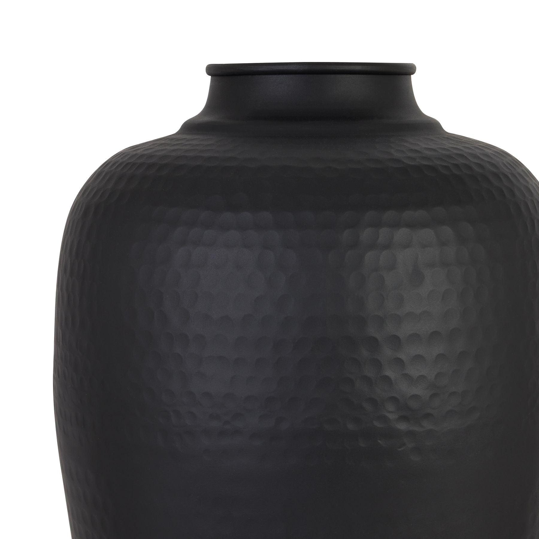 Matt Black Large Hammered Vase With Lid - Eudemonia Home Goods