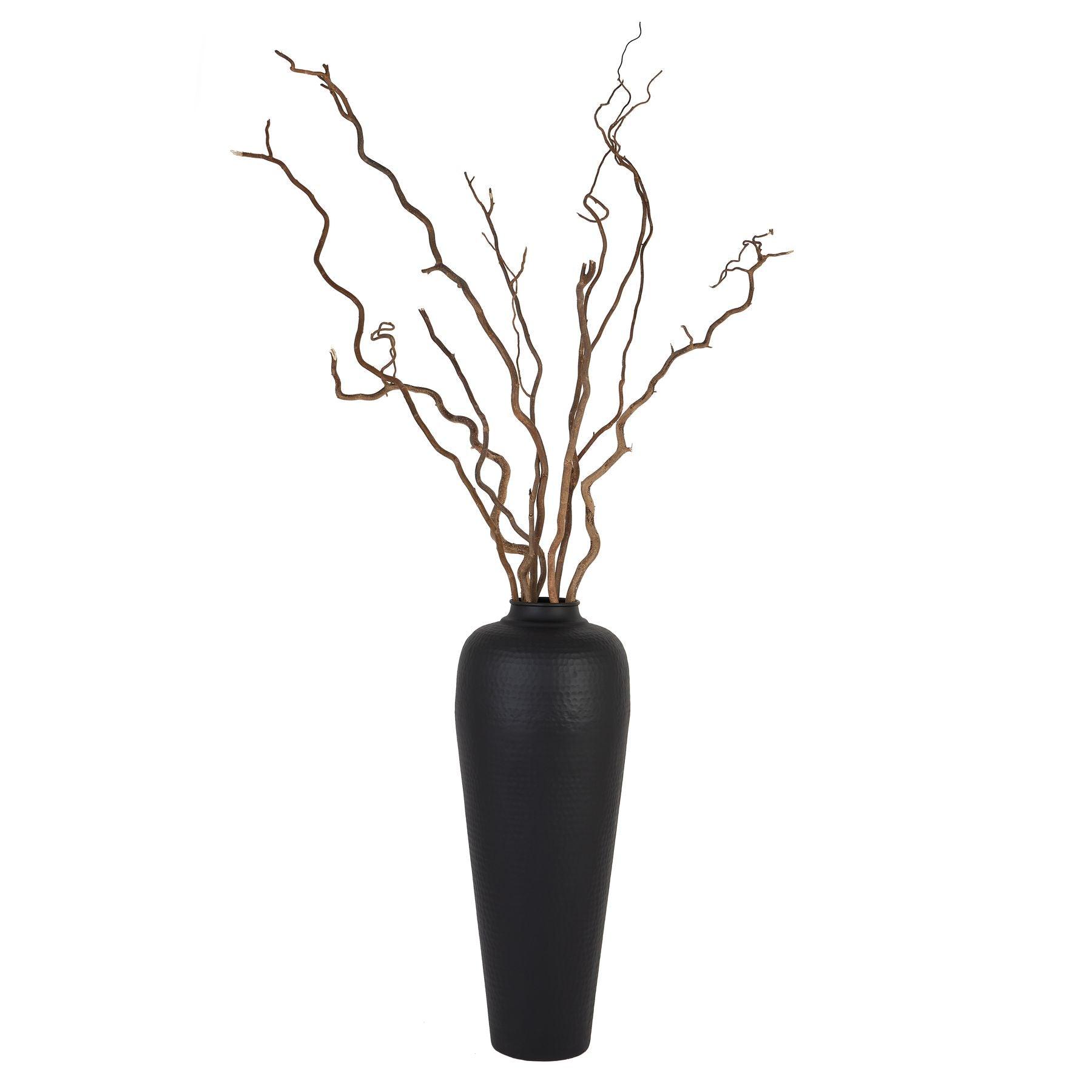 Matt Black Large Hammered Vase With Lid - Eudemonia Home Goods