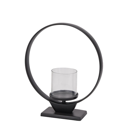 Black Hoop Hurricane Lantern - Eudemonia Home Goods