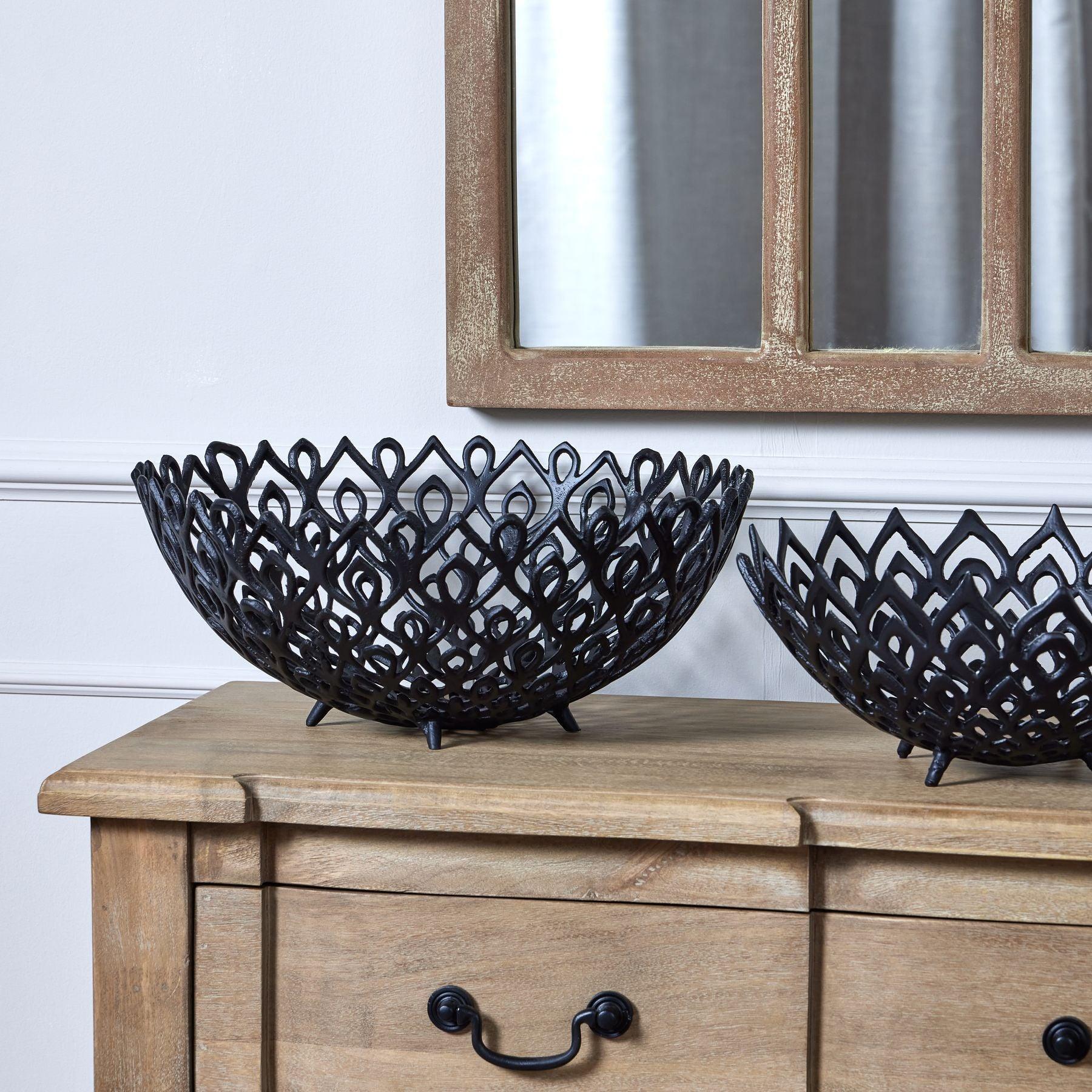 Black Cast Large Lattice Bowl - Eudemonia Home Goods