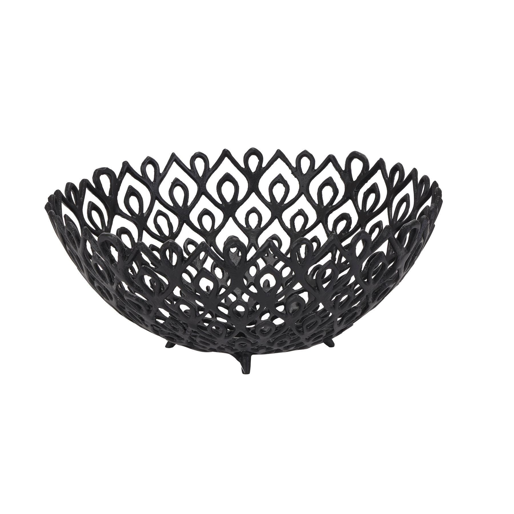 Black Cast Large Lattice Bowl - Eudemonia Home Goods