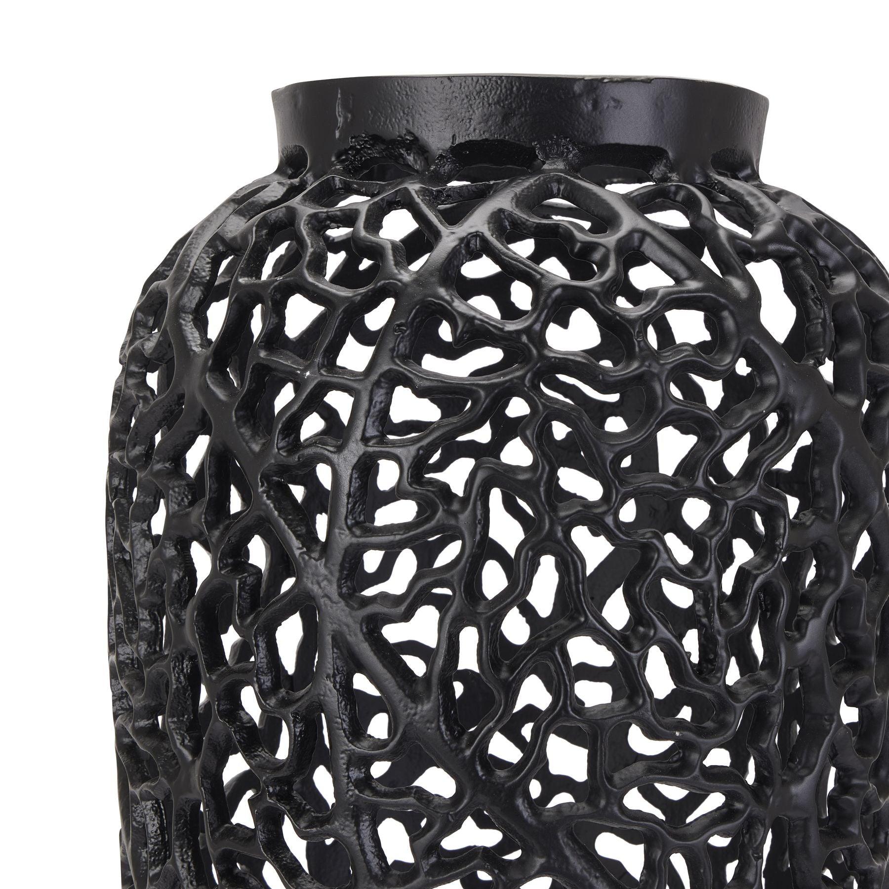 Black Cast Lattice Vase - Eudemonia Home Goods