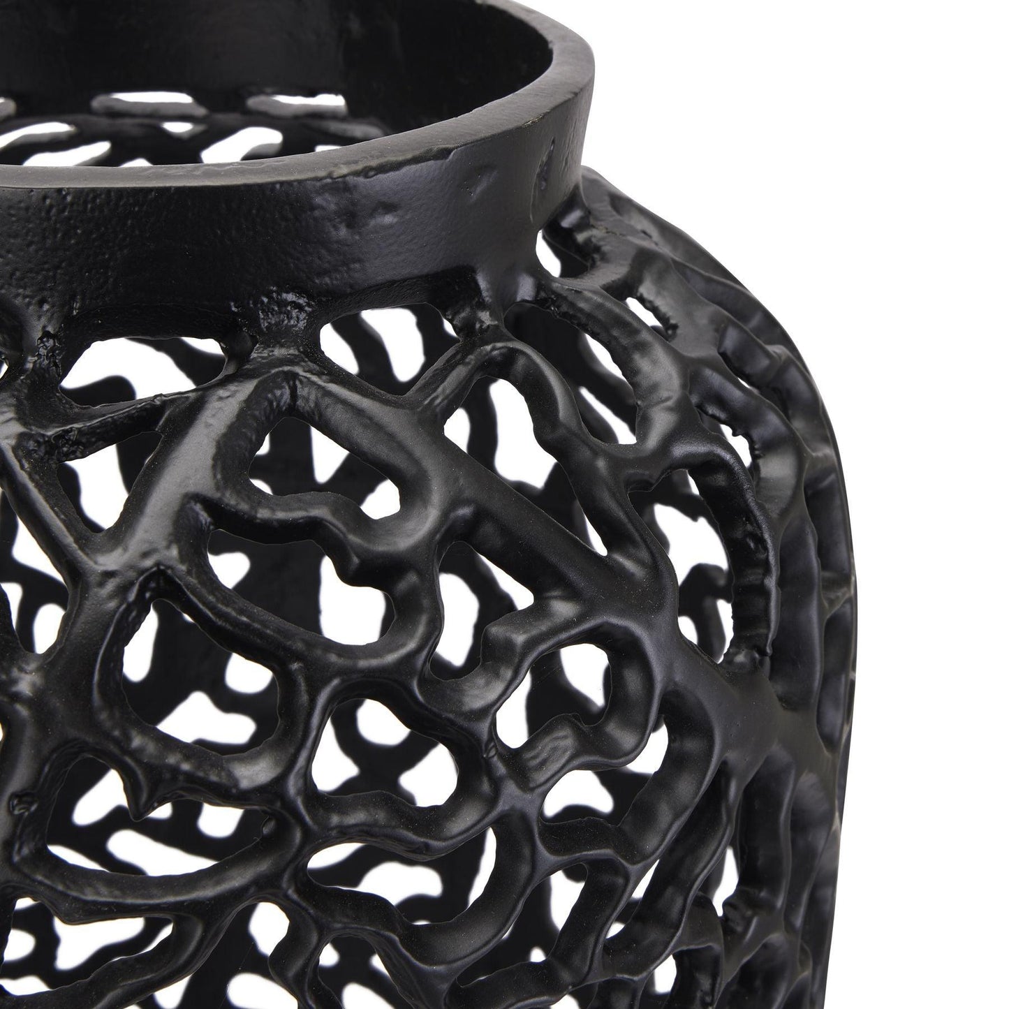 Black Cast Lattice Vase - Eudemonia Home Goods