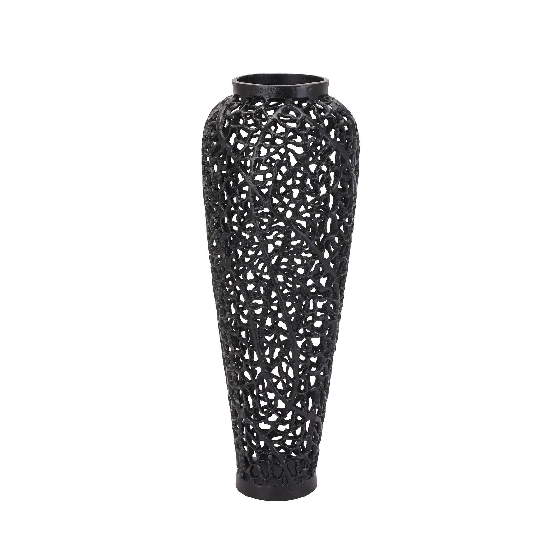 Black Cast Lattice Vase - Eudemonia Home Goods