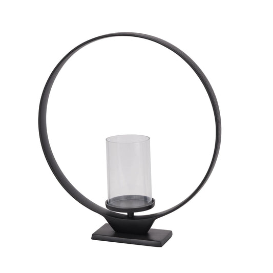 Black Hoop Large Hurricane Lantern - Eudemonia Home Goods