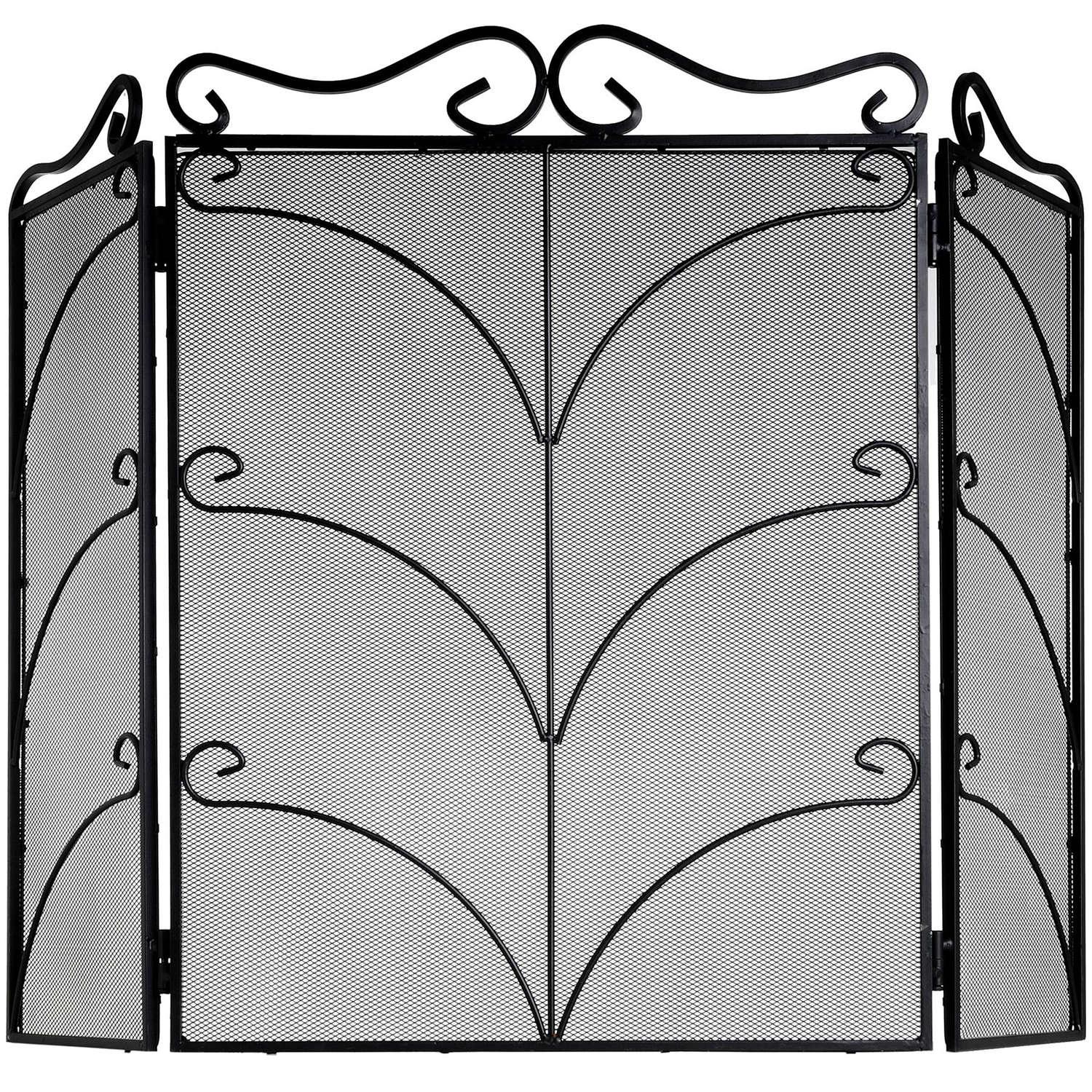 Heavy Large Black Ornate Fire Screen - Eudemonia Home Goods