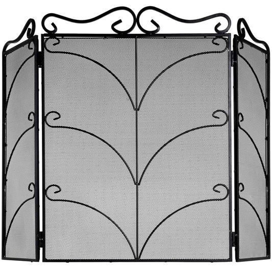 Heavy Large Black Ornate Fire Screen - Eudemonia Home Goods