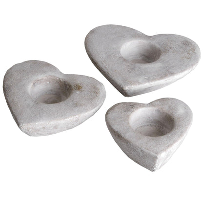 Set Of Three Heart Tea Light Holders - Eudemonia Home Goods